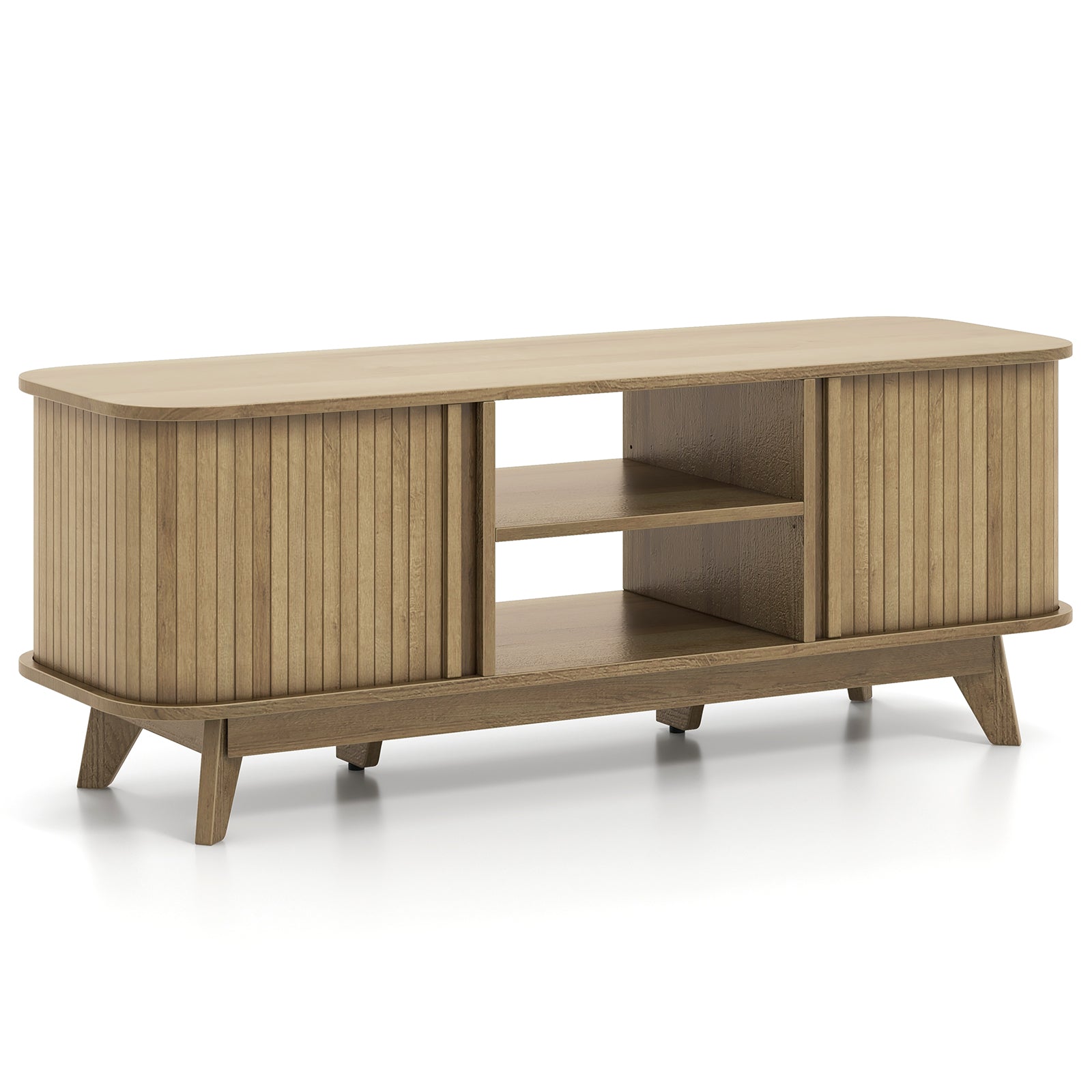 TV Stand For 55-Inch TV, Media Console Table, Dual Sliding Doors, Oak Entertainment Centers & TV Stands at Gallery Canada