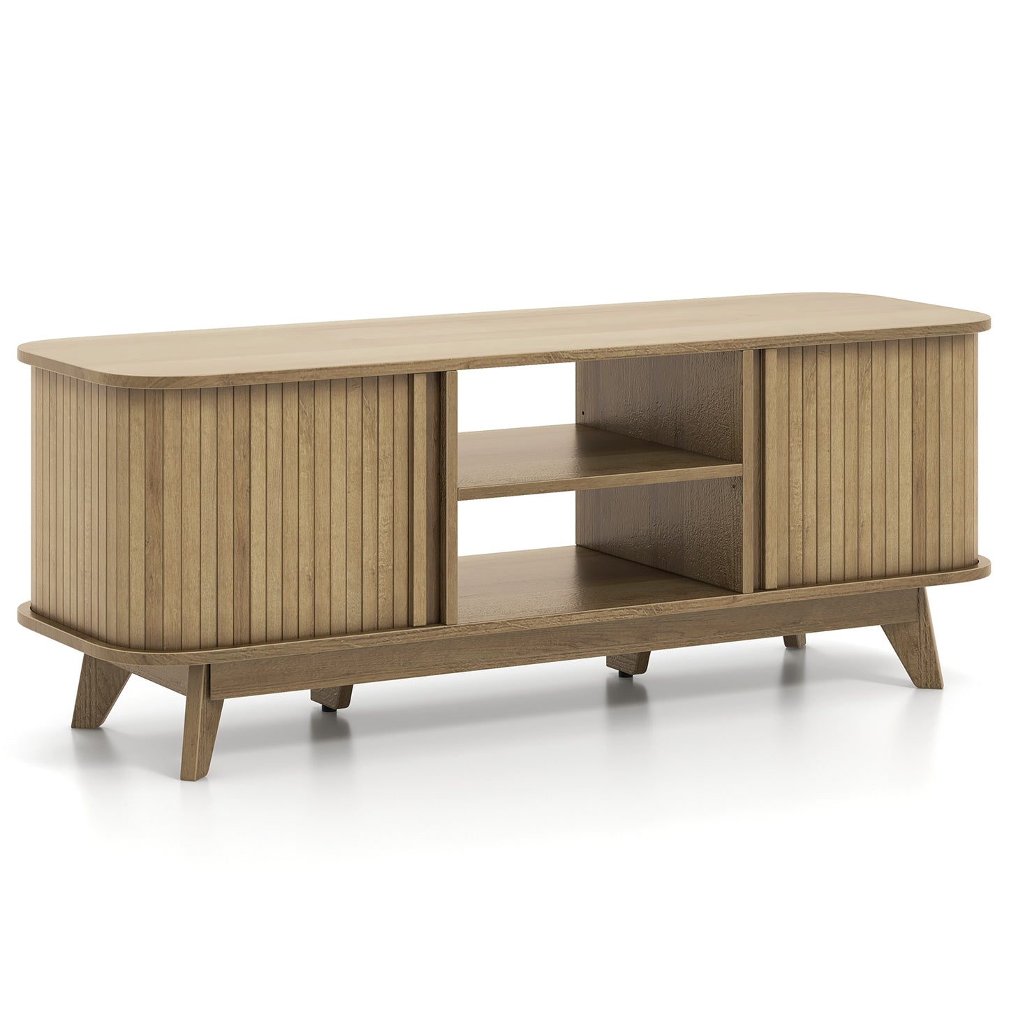 TV Stand For 55-Inch TV, Media Console Table, Dual Sliding Doors, Oak Entertainment Centers & TV Stands at Gallery Canada