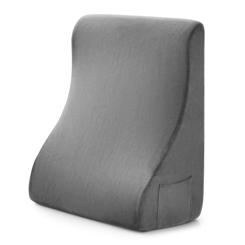 Bed Wedge Pillow with Tablet Pillow Stand and Side Pockets, Gray