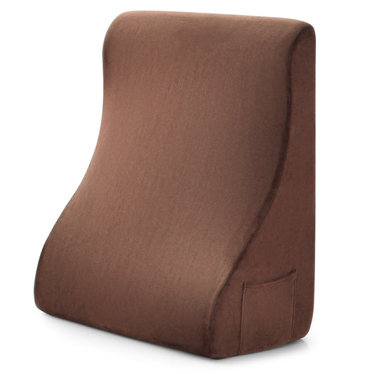 Bed Wedge Pillow with Tablet Pillow Stand and Side Pockets, Brown Bedding Brown at Gallery Canada