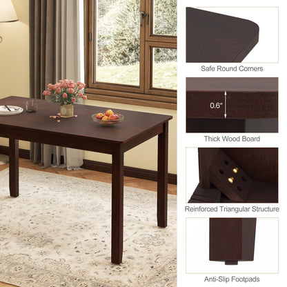 48-Inch Wooden Dining Table for 4 People Rectangular Kitchen Table with Rubber Wood Legs, Cherry Dining Tables at Gallery Canada