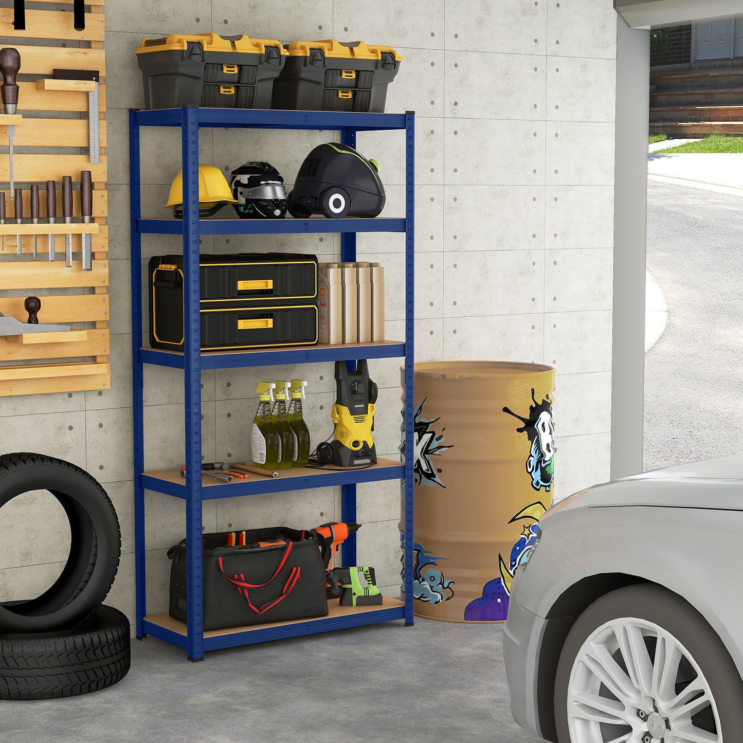 5-Tier Heavy Duty Metal Shelving Unit with 2000 LBS Total Load Capacity, Blue Garages at Gallery Canada