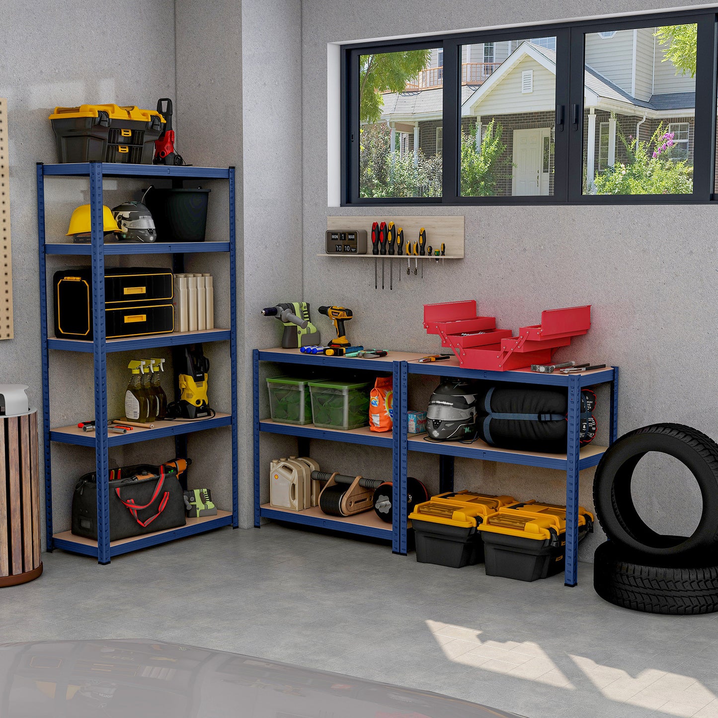 5-Tier Heavy Duty Metal Shelving Unit with 2000 LBS Total Load Capacity, Blue Garages at Gallery Canada