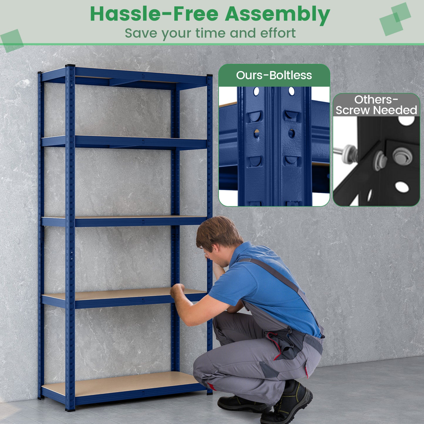 5-Tier Heavy Duty Metal Shelving Unit with 2000 LBS Total Load Capacity, Blue Garages at Gallery Canada