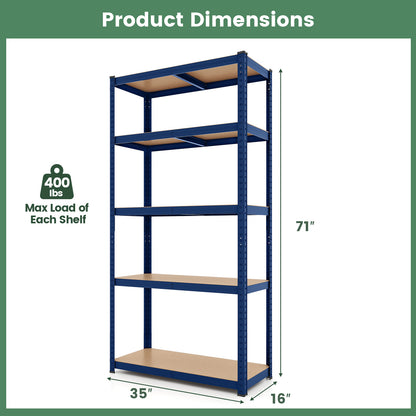 5-Tier Heavy Duty Metal Shelving Unit with 2000 LBS Total Load Capacity, Blue Garages at Gallery Canada