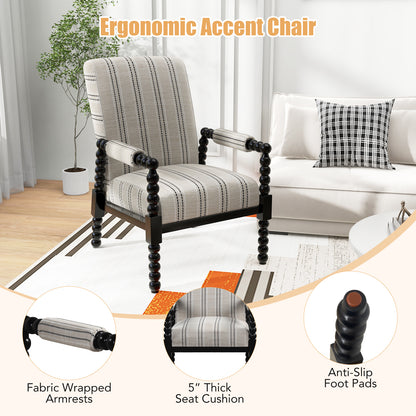 Upholstered Accent Chair with Rubber Wood Frame for Living Room, Beige Accent Chairs at Gallery Canada