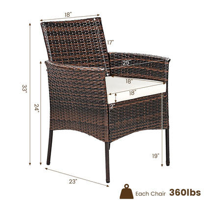 2 Pieces Outdoor PE Rattan Armchairs with Removable Cushions, Brown Patio Dining Chairs at Gallery Canada