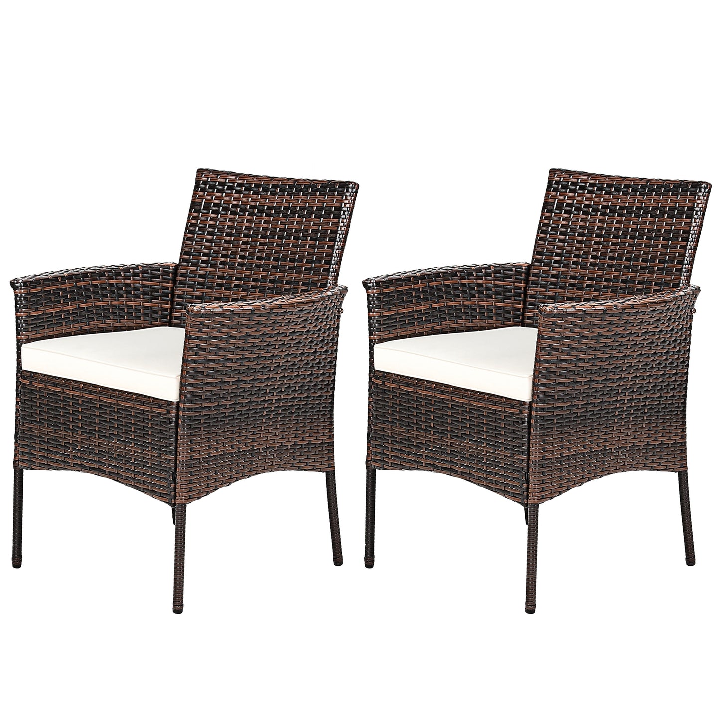 2 Pieces Outdoor PE Rattan Armchairs, Removable Cushions, Brown Patio Dining Chairs Brown at Gallery Canada