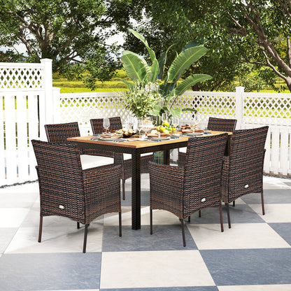 2 Pieces Outdoor PE Rattan Armchairs with Removable Cushions, Brown Patio Dining Chairs at Gallery Canada