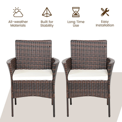 2 Pieces Outdoor PE Rattan Armchairs with Removable Cushions, Brown Patio Dining Chairs at Gallery Canada
