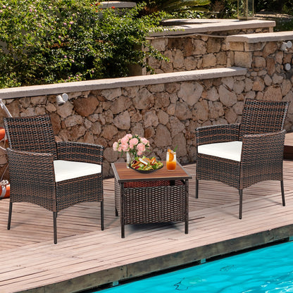 2 Pieces Outdoor PE Rattan Armchairs with Removable Cushions, Brown Patio Dining Chairs at Gallery Canada