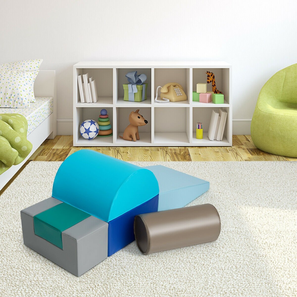 6 Piece Climb Crawl Play Set Indoor Kids Toddler, Light Blue Climbers & Slides at Gallery Canada