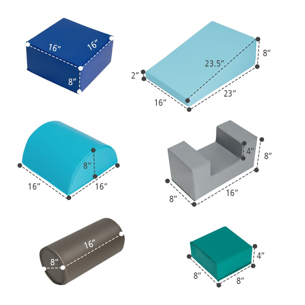 6 Piece Climb Crawl Play Set Indoor Kids Toddler, Light Blue Climbers & Slides at Gallery Canada