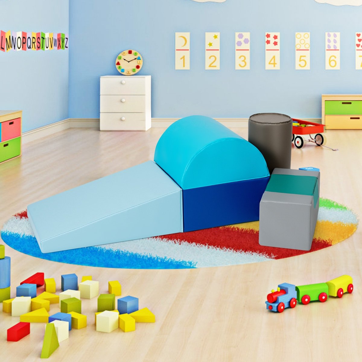 6 Piece Climb Crawl Play Set Indoor Kids Toddler, Light Blue Climbers & Slides at Gallery Canada