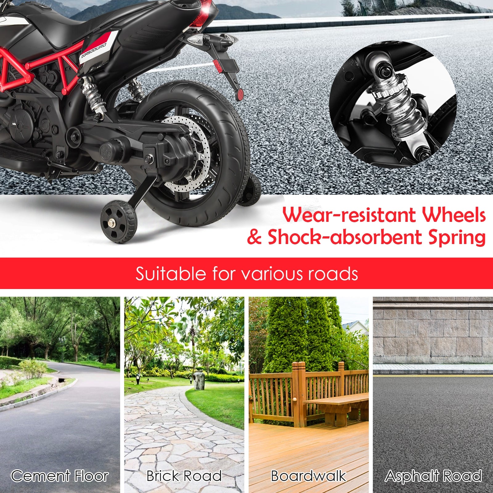 12V Kids Ride-On Motorcycle Aprilia Licensed with Sounds and Music, Red Powered Ride On Toys at Gallery Canada