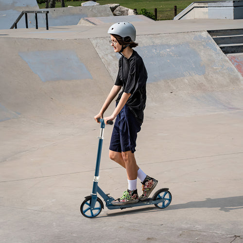 Folding Aluminum Alloy Scooter, 3 Adjustable Heights, Blue