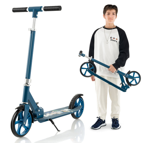 Folding Aluminum Alloy Scooter, 3 Adjustable Heights, Blue