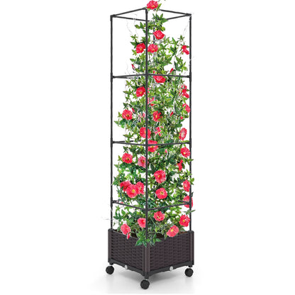 67 Inches Raised Garden Bed With Planter Box, Trellis, Black Raised Garden Beds Black at Gallery Canada