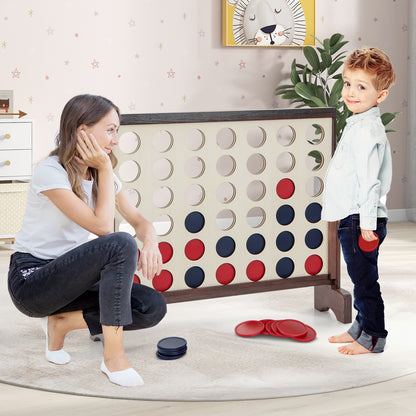 Wooden4-in-a-row Game Set with 42 PCS Chips and 600D Oxford Fabric Carrying Bag, Brown Lawn Games at Gallery Canada