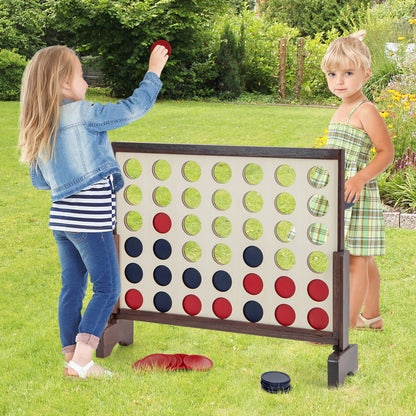 Wooden4-in-a-row Game Set with 42 PCS Chips and 600D Oxford Fabric Carrying Bag, Brown Lawn Games at Gallery Canada