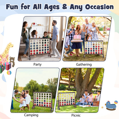 Wooden4-in-a-row Game Set with 42 PCS Chips and 600D Oxford Fabric Carrying Bag, Brown Lawn Games at Gallery Canada