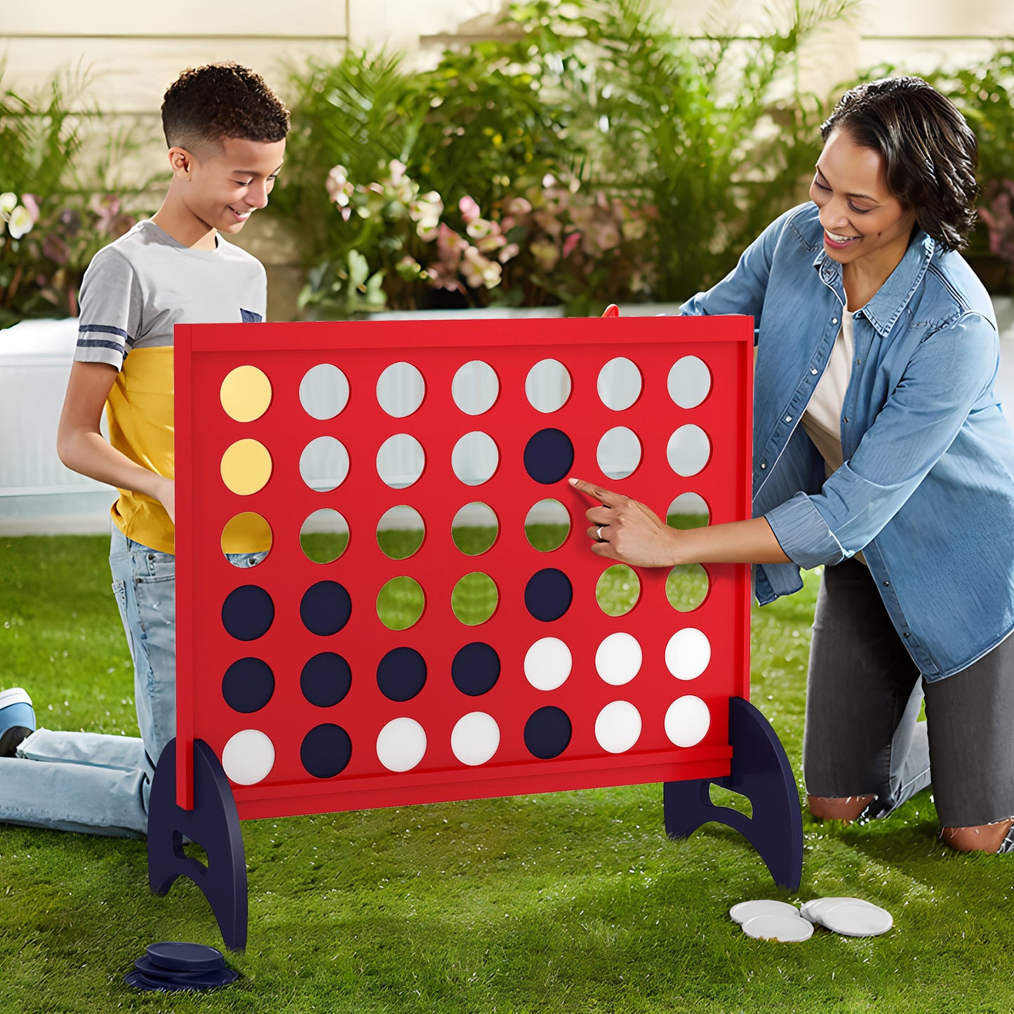 Wooden 4-in-a-row Game Set with 42 PCS Chips and 600D Oxford Fabric Carrying Bag, Red Lawn Games at Gallery Canada