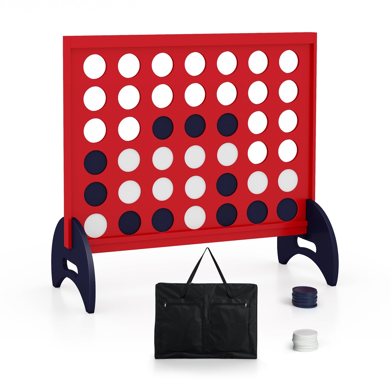 Wooden 4-in-a-row Game Set with 42 PCS Chips and 600D Oxford Fabric Carrying Bag, Red Lawn Games at Gallery Canada