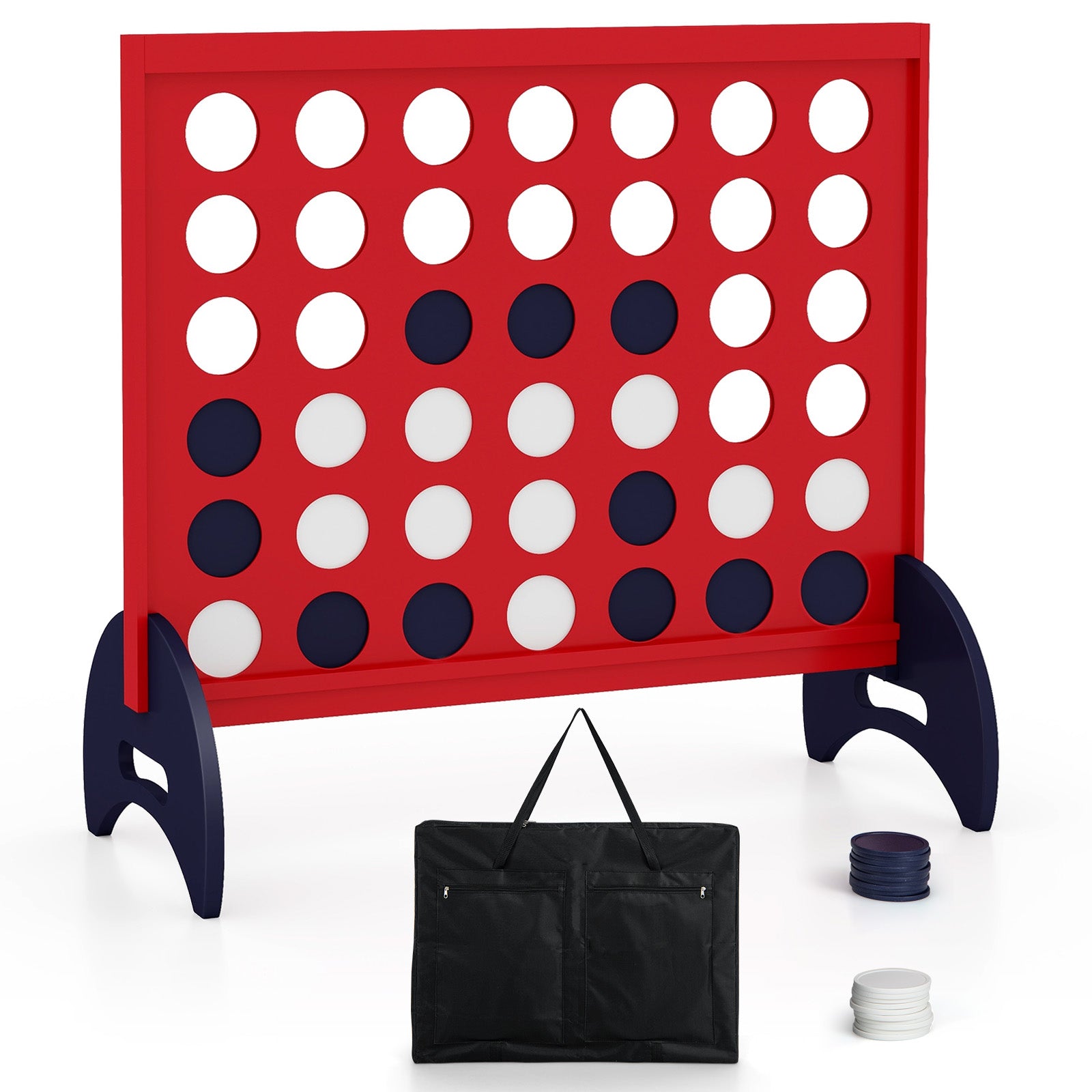 Wooden 4-in-a-row Game Set with 42 PCS Chips and 600D Oxford Fabric Carrying Bag, Red Lawn Games at Gallery Canada