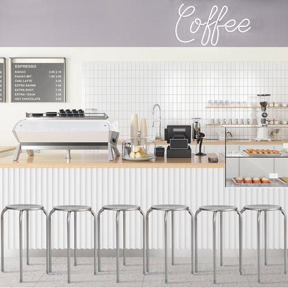 6-Pack Stackable Multifunctional Daisy Design Backless Round Metal Stool Set-Grey, Gray Dining Chairs at Gallery Canada