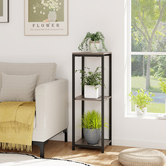 3-Tier Tall Metal Plant Stand, Corner Holder, Anti-Tipping Device, Black Gray Plant Stands Black & Gray at Gallery Canada