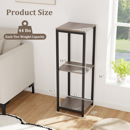 3-Tier Tall Metal Plant Stand Corner Plant Holder with Anti-tipping Device, Black & Gray Plant Stands at Gallery Canada