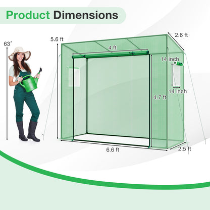 Outdoor Portable Walk-in Greenhouse with PE Cover Heavy-Duty Metal Frame Roll-up Zipper Door, Green Greenhouses at Gallery Canada