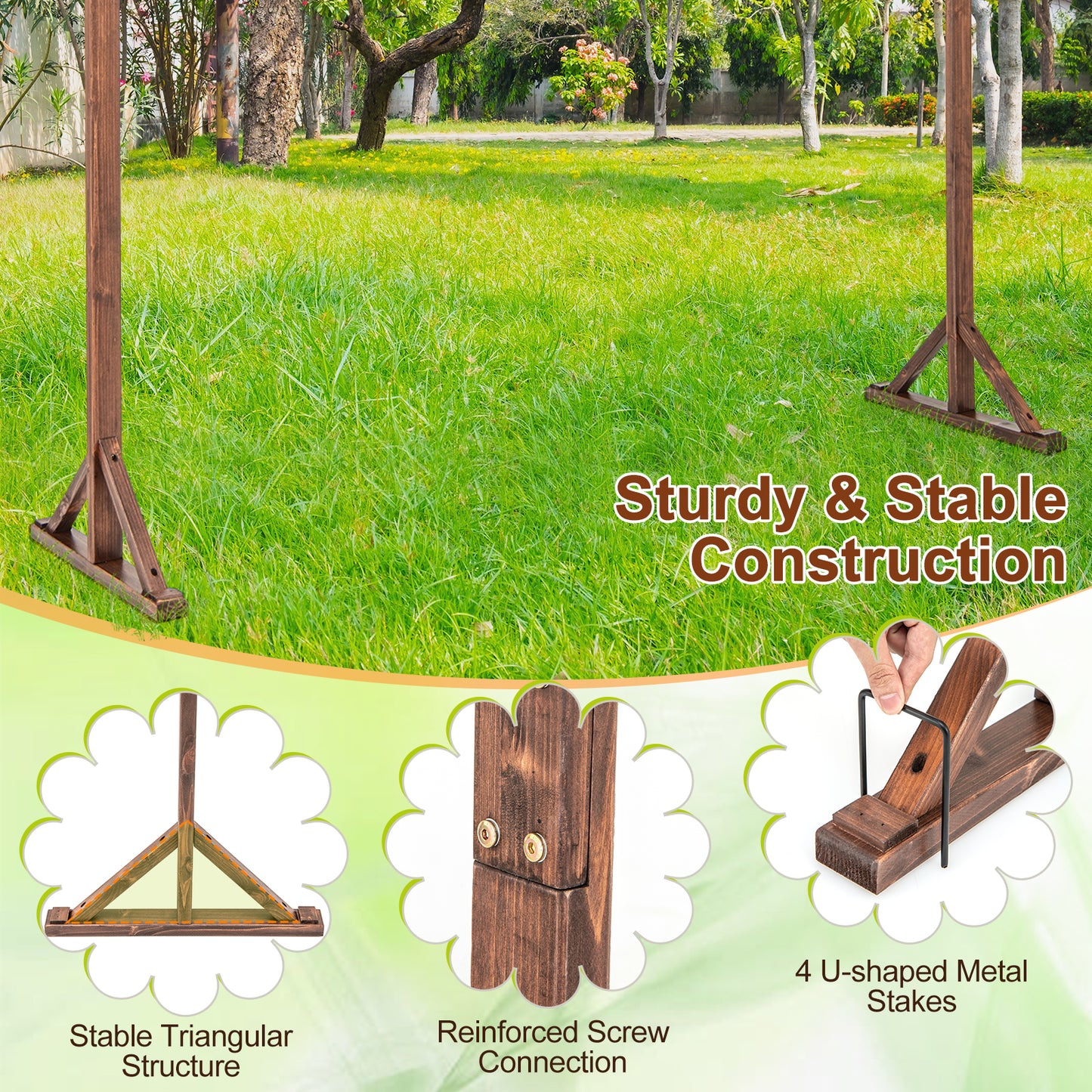 Wooden Wedding Arch Solid Wood Arbor Backdrop Stand for Wedding Ceremony-Square Outdoor Decor at Gallery Canada