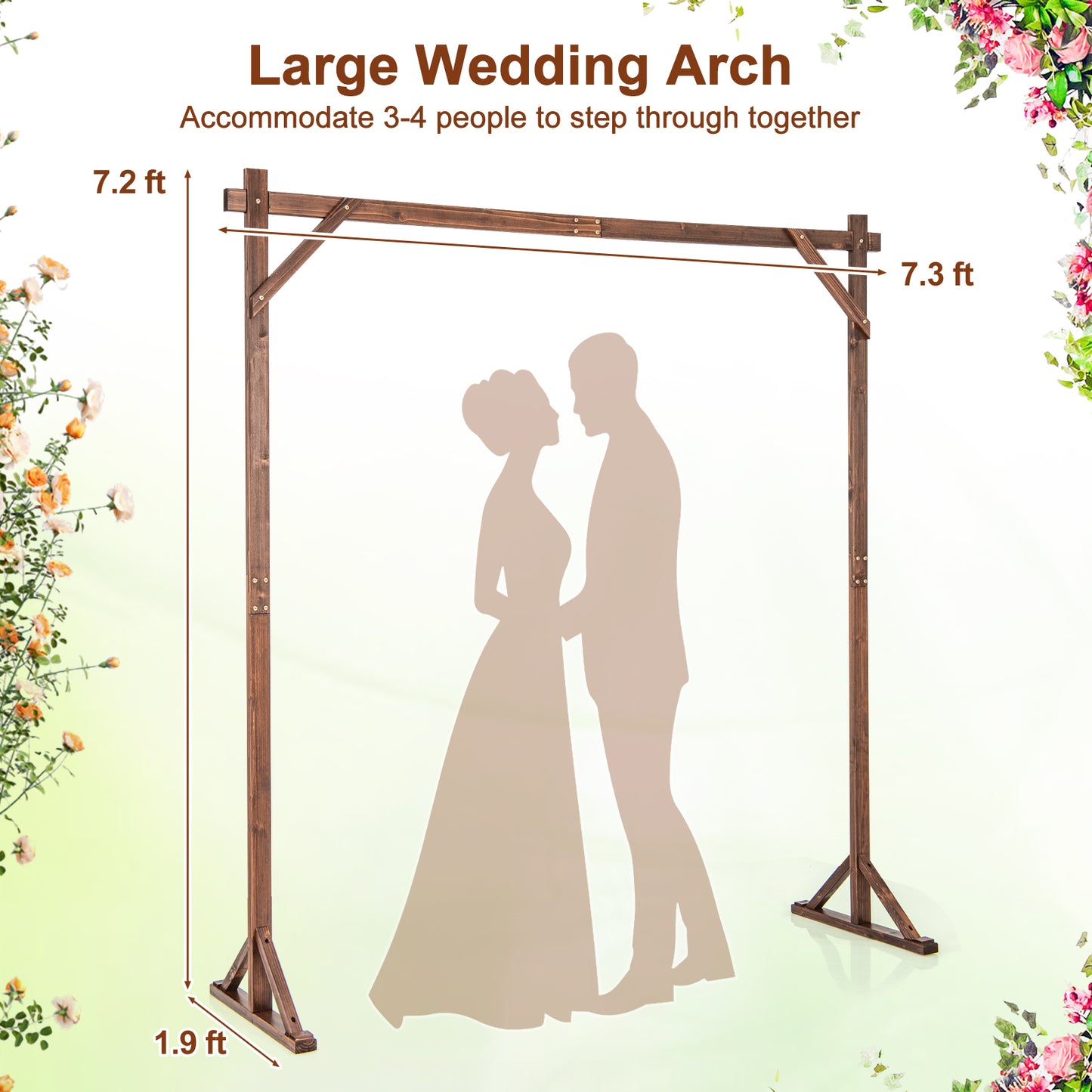 Wooden Wedding Arch Solid Wood Arbor Backdrop Stand for Wedding Ceremony-Square Outdoor Decor at Gallery Canada