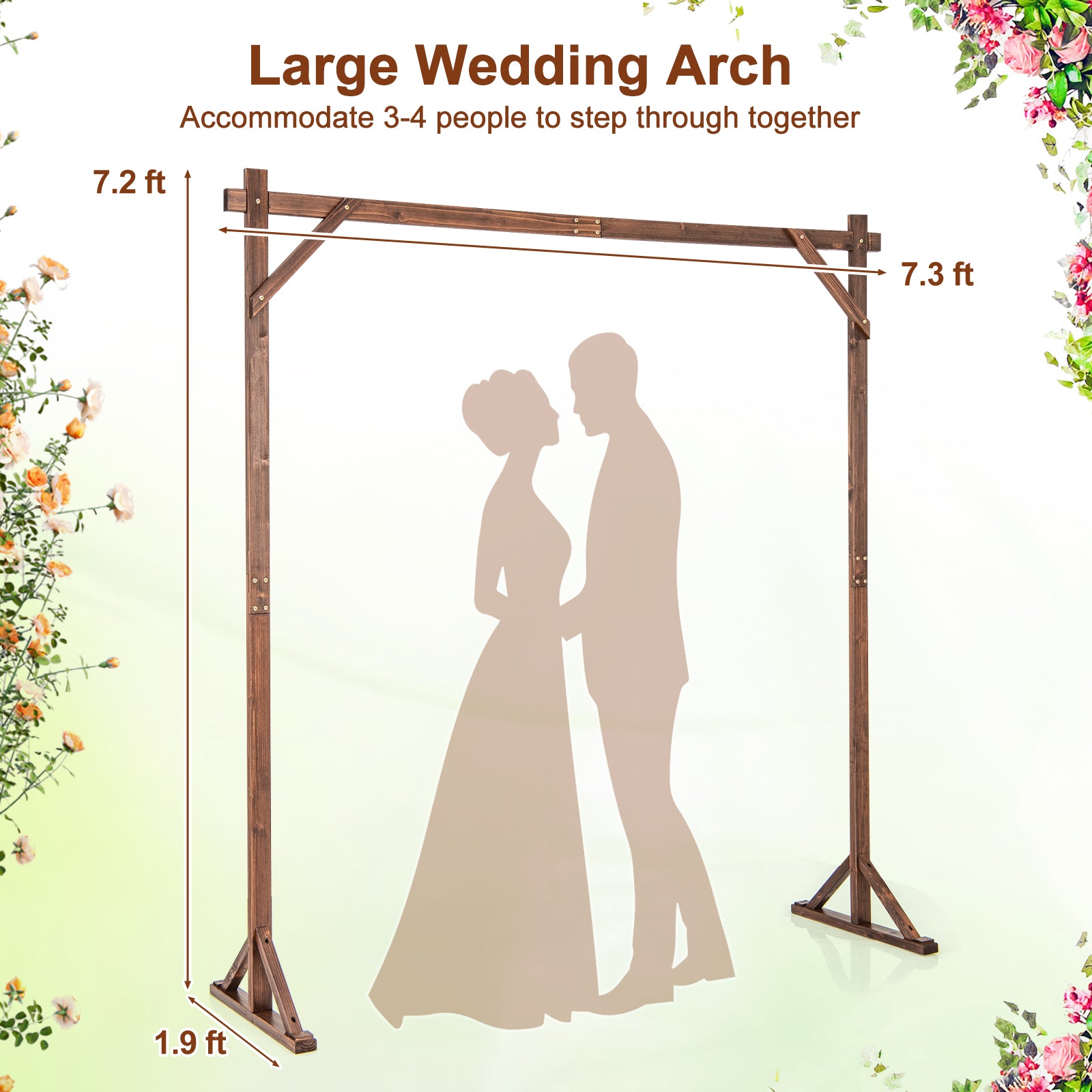 Wooden Wedding Arch Solid Wood Arbor Backdrop Stand for Wedding Ceremony-Square Outdoor Decor at Gallery Canada