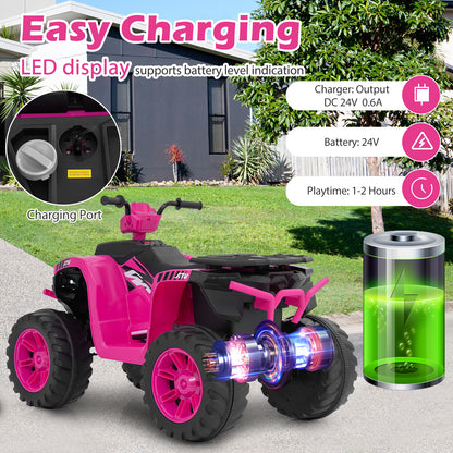 24V Kids Ride-On Electric ATV with Wireless Connection for Toddlers 3-8 Years Old, Pink Powered Ride On Toys at Gallery Canada