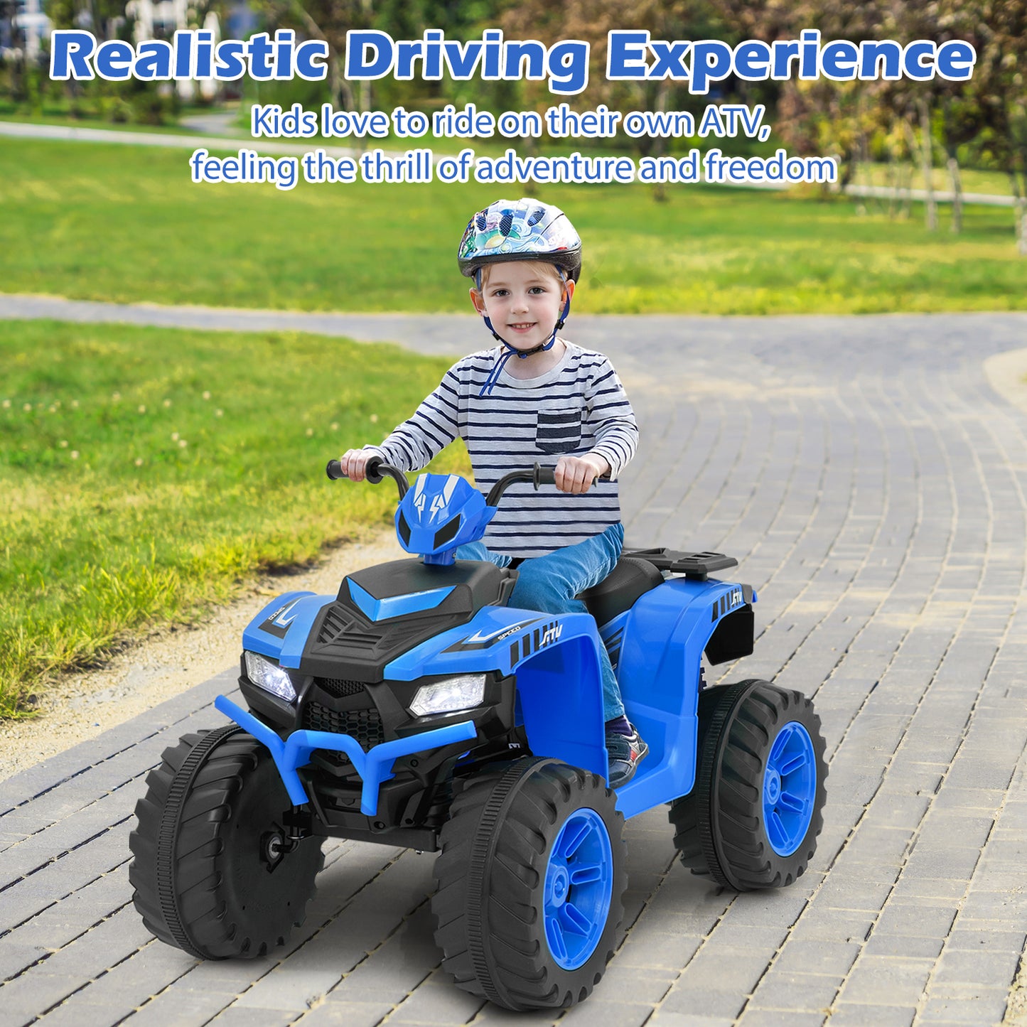 24V Kids Ride-On Electric ATV with Wireless Connection for Toddlers 3-8 Years Old, Blue Powered Ride On Toys at Gallery Canada