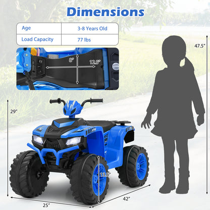 24V Kids Ride-On Electric ATV with Wireless Connection for Toddlers 3-8 Years Old, Blue Powered Ride On Toys at Gallery Canada