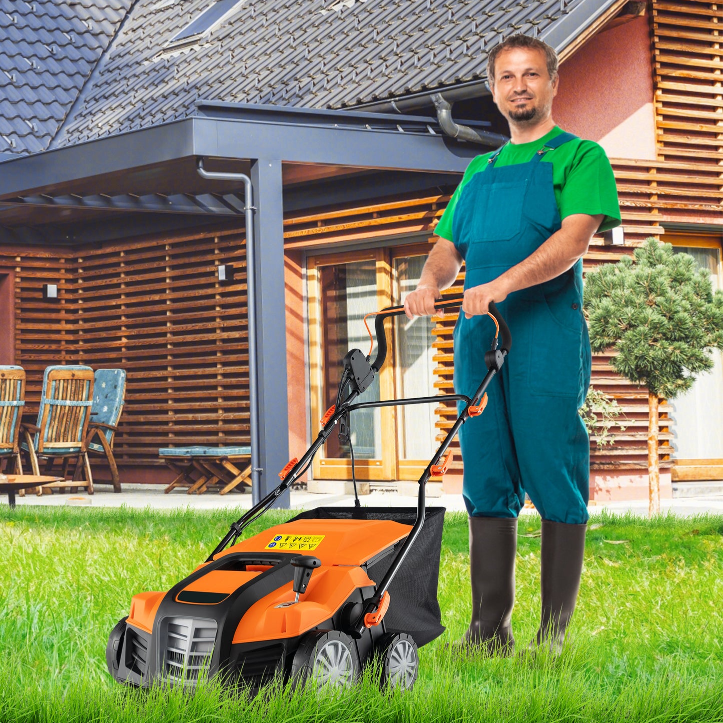 16-Inch Electric Lawn Dethatcher and Scarifier with Collection Bag, Orange Lawn Care Tools at Gallery Canada