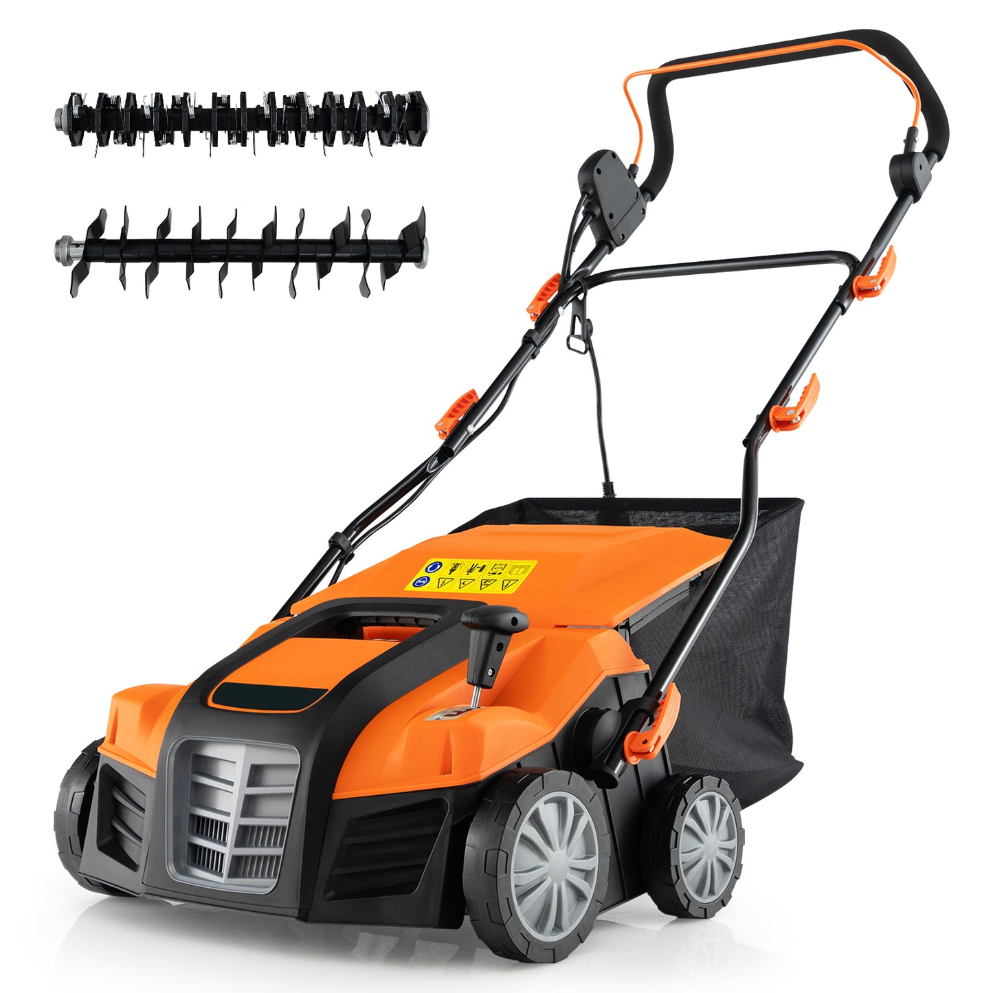 16-Inch Electric Lawn Dethatcher, Scarifier With Collection Bag, Orange Lawn Care Tools at Gallery Canada