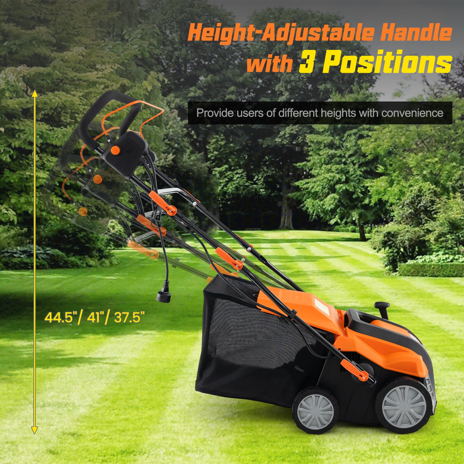 16-Inch Electric Lawn Dethatcher and Scarifier with Collection Bag, Orange Lawn Care Tools at Gallery Canada