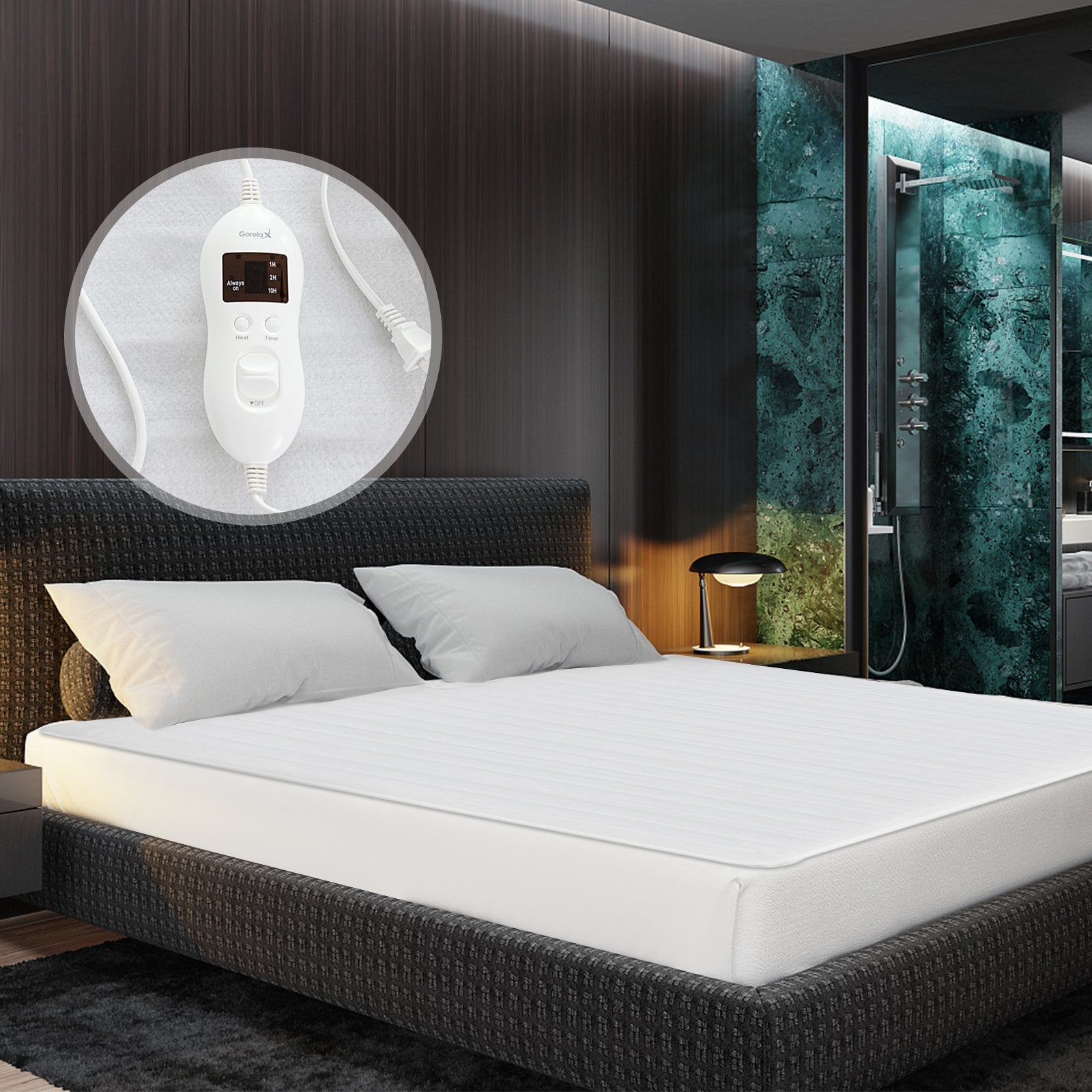 Safe Electric Heated Mattress Pad with 4 Size 8 Temperature 10-Hour Timer-Queen size Mattresses White at Gallery Canada