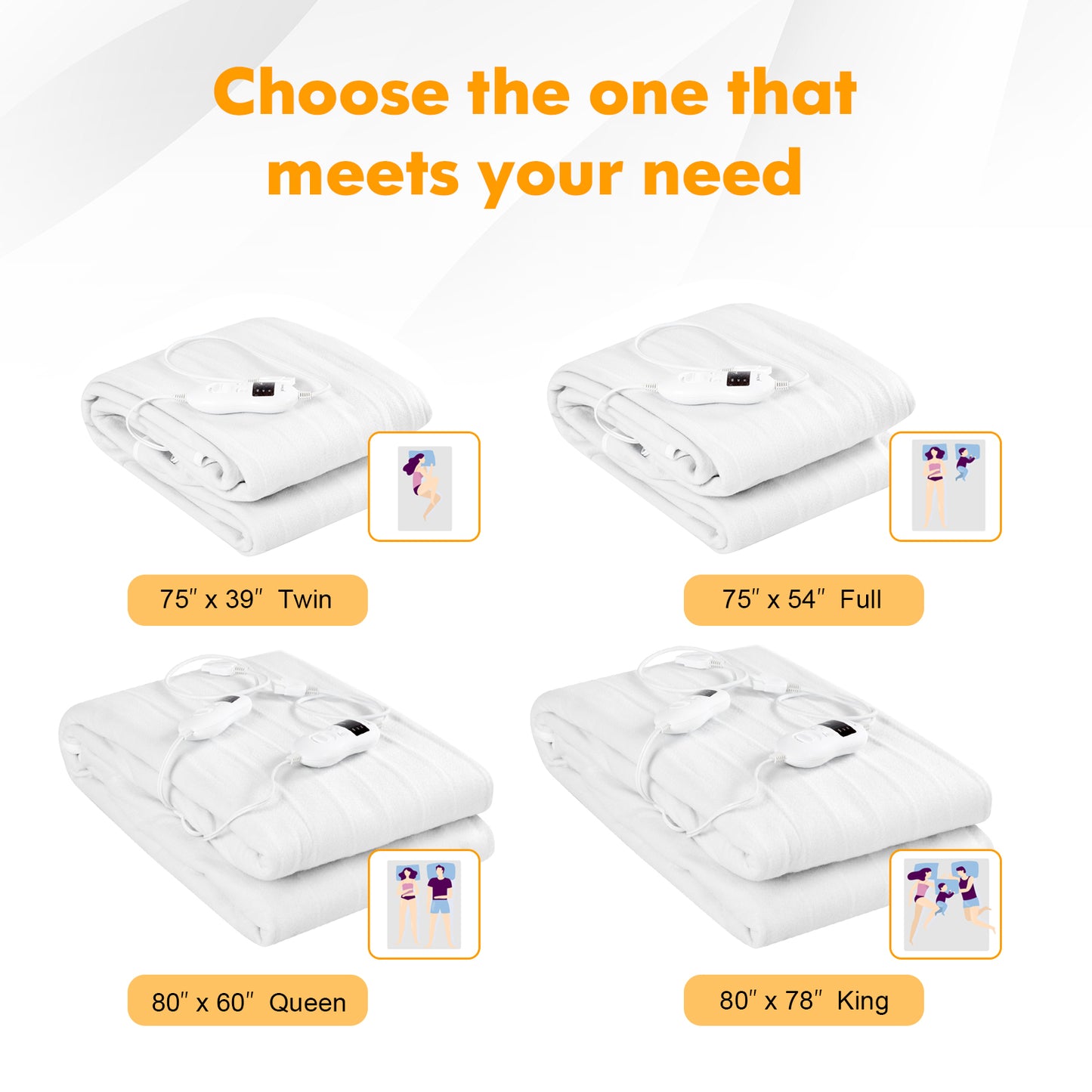 Safe Electric Heated Mattress Pad with 4 Size 8 Temperature 10-Hour Timer-Queen size Mattresses at Gallery Canada