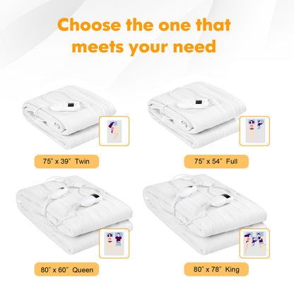 Safe Electric Heated Mattress Pad with 4 Size 8 Temperature 10-Hour Timer-Queen size Mattresses at Gallery Canada