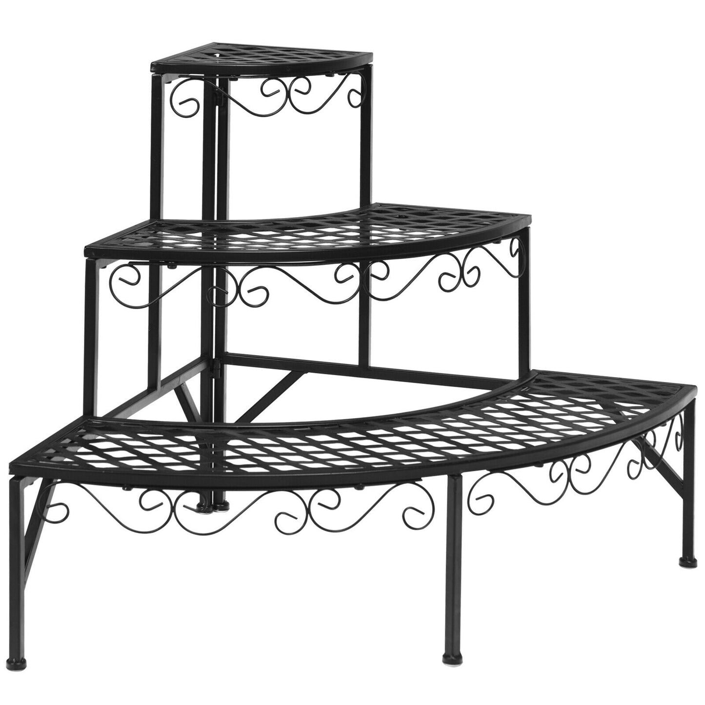 3 Tier Metal Corner Plant Display Rack, Black Plant Stands Black at Gallery Canada