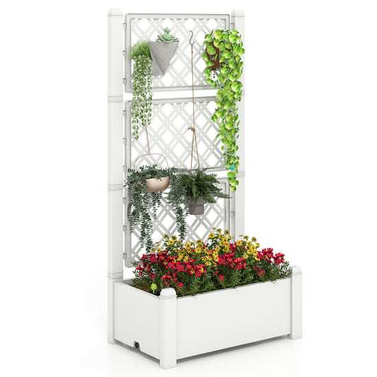 Self-Watering Raised Garden Bed, Trellis Planter Box, Water Level Indicator, White, Greyish-White Raised Garden Beds White at Gallery Canada