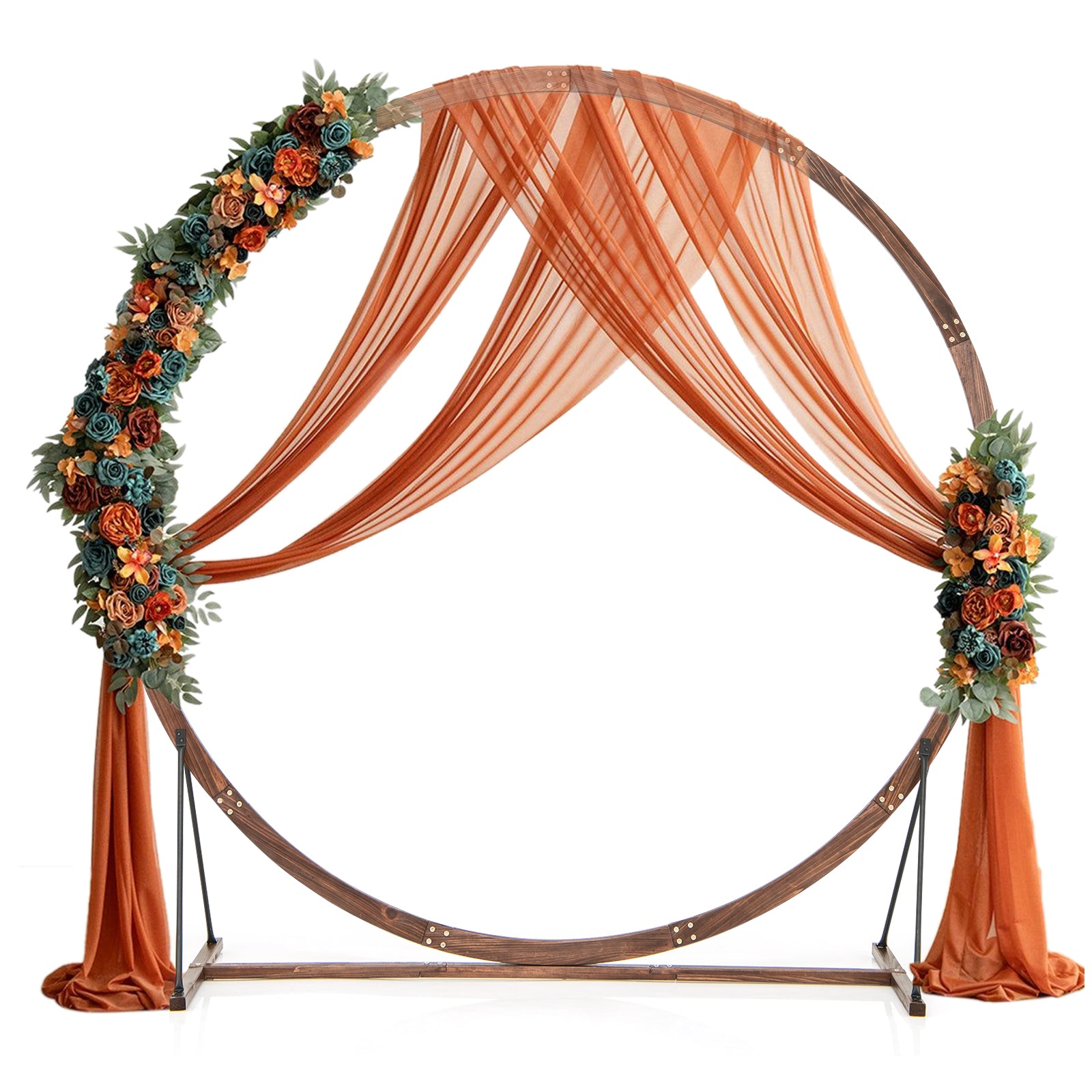 Wooden Wedding Arch Solid Wood Arbor Backdrop Stand for Wedding Ceremony-Round, Brown Outdoor Decor at Gallery Canada