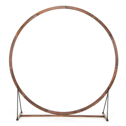 Wooden Wedding Arch Solid Wood Arbor Backdrop Stand for Wedding Ceremony-Round, Brown Outdoor Decor at Gallery Canada