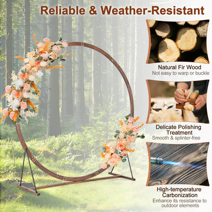Wooden Wedding Arch Solid Wood Arbor Backdrop Stand for Wedding Ceremony-Round, Brown Outdoor Decor at Gallery Canada