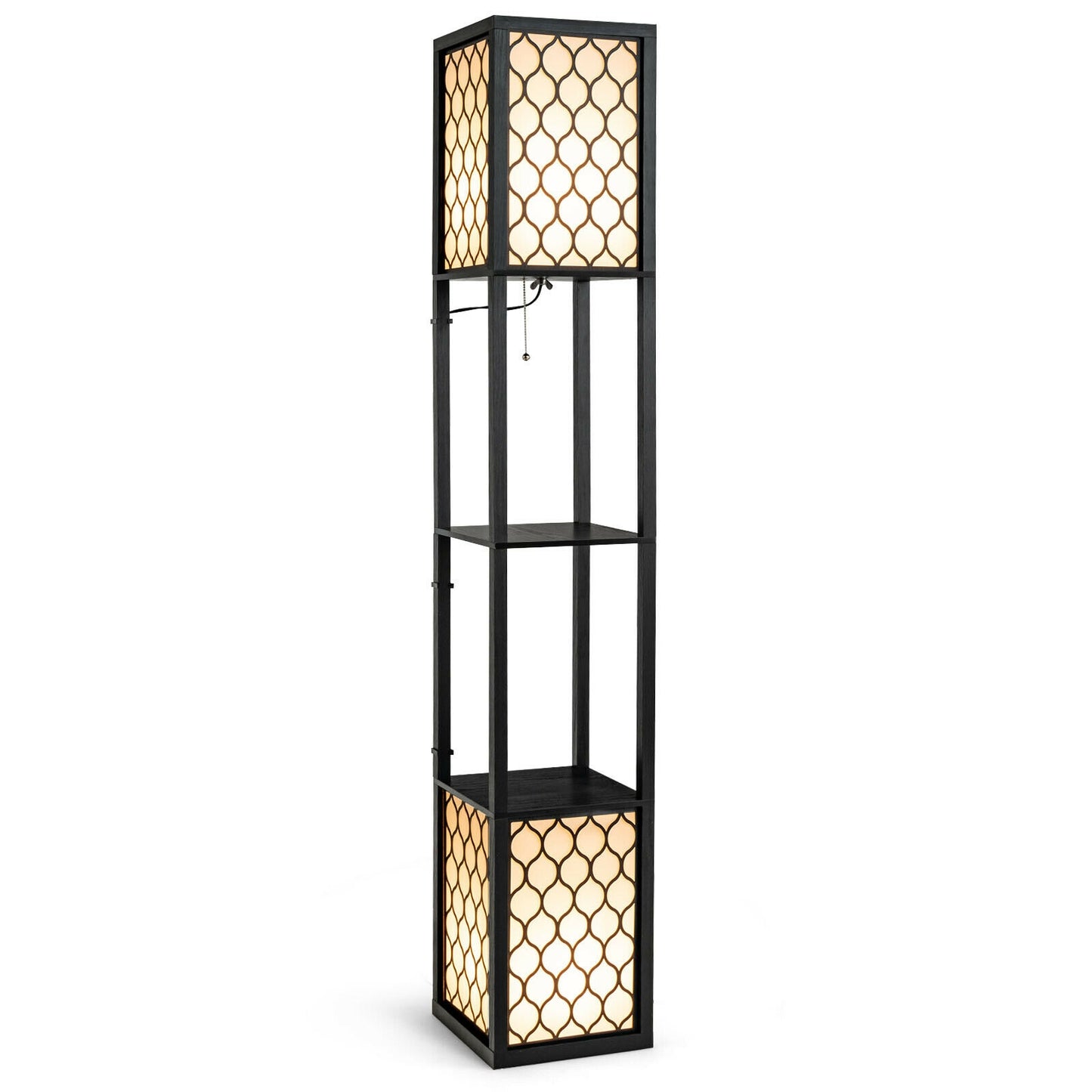 Modern Shelf Freestanding Floor Lamp with Double Lamp Pull Chain and Foot Switch, Black Table & Floor Lamps at Gallery Canada